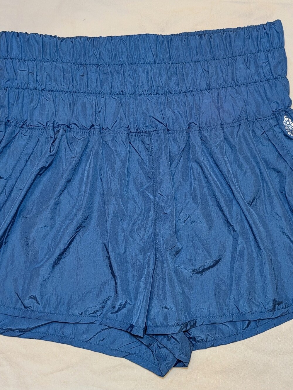 Free People Movement The Way Home Short Blue Women’s L Boho Smocked